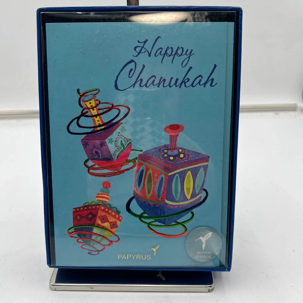 Papyrus Happy Chanukah Card Set 14 Cards 14 Lined Envelopes Dreidels